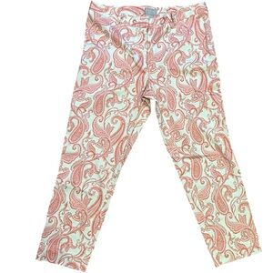 Pure Collection Paisley Pants - Pink and White, Women's Size 8/10